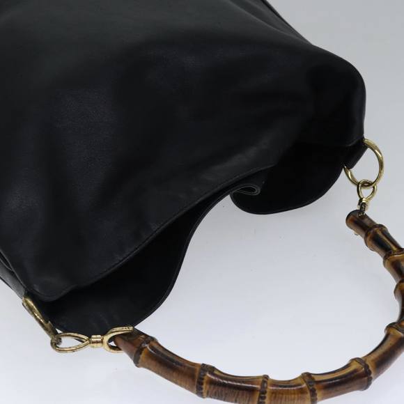 GUCCI Bamboo Hand Bag Leather 2way Black Auth th5241 - Picture 6 of 16